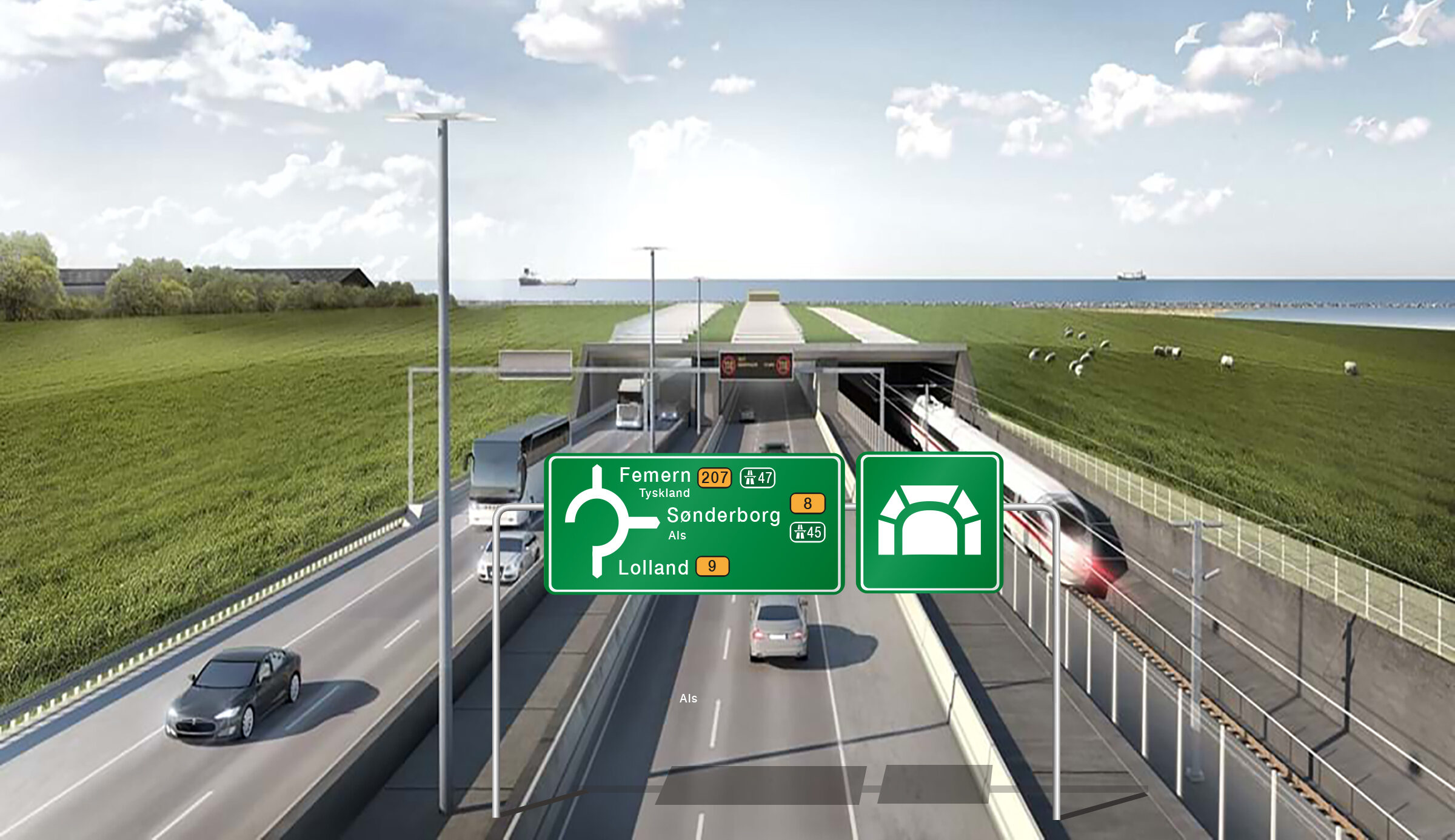 ”Tag første afkørsel i rundkørslen”. Sådan vil det fra 2035 lyde på din GPS, hvis du skal fra Lolland til Als via den netop offentliggjort forgrening af Femern Bælt-tunnelen.